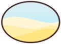 noon in the desert - vector image in oval medallion, yellow color Royalty Free Stock Photo