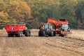 Harvesting potatoes on a field Royalty Free Stock Photo