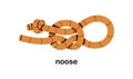 Noose, tied rope, cord. Secure knot, safe lace loop. Bent cable, twine. Fixed sturdy traditional binding, ring shape for