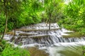 Noppiboon waterfall in Tropical Rain Forest at Sangkhlaburi Kanchanaburi Thailand Royalty Free Stock Photo