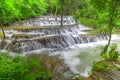 Noppiboon waterfall in Tropical Rain Forest at Sangkhlaburi Kanchanaburi Thailand Royalty Free Stock Photo