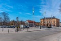 NORA, SWEDEN, APRIL 19, 2019: View of the main square in Nora, Sweden