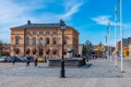 NORA, SWEDEN, APRIL 19, 2019: View of the main square in Nora, Sweden