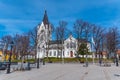 NORA, SWEDEN, APRIL 19, 2019: White church in Nora, Sweden