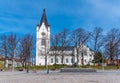 NORA, SWEDEN, APRIL 19, 2019: White church in Nora, Sweden