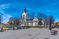 NORA, SWEDEN, APRIL 19, 2019: White church in Nora, Sweden