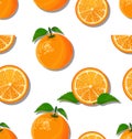 Oranges slices on a white background seamless pattern Royalty Free Stock Photo