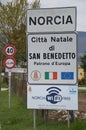 Norcia road sign