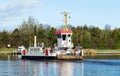 Nord-Ostsee-Kanal with ferryship in FischerhÃÂ¼tte, Schleswig-Holstein