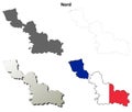 Nord, Nord-Pas-de-Calais outline map set Royalty Free Stock Photo