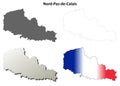 Nord-Pas-de-Calais blank outline map set Royalty Free Stock Photo