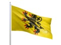 Nord Pas-de-Calais Region of France flag waving on white background, close up, isolated. 3D render