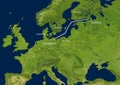 Nord Stream 1 and 2 on map