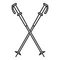 Nord walking sticks icon, outline style