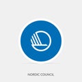 Nordic Council round flag icon with shadow