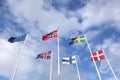 Nordic flags in the sky Royalty Free Stock Photo