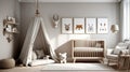 Nordic Nest: A Serene Retreat for Your Little One, Featuring a Stylish Scandinavian Design with a Brown Wooden Mock-Up Poster