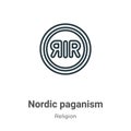 Nordic paganism outline vector icon. Thin line black nordic paganism icon, flat vector simple element illustration from editable