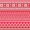 Christmas, winter vector seamless pattern, Scandinavian folk art design, traditional knitting and embroidery inspired by Sami peop