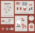 Nordic, Scandinavian winter elements and Hygge concept design, Merry Christmas card, banner, background