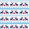 Nordic seamless pattern with deer and hearts