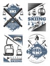 Nordic Skiing Emblem Design Set