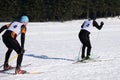 Nordic skiing, winter holidays in Alps, cross country skier in mountains