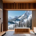 A Nordic spa bathroom with a cedar sauna, cold plunge pool, and heated towel racks2, Generative AI Royalty Free Stock Photo