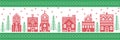 Nordic style and inspired by Scandinavian cross stitch craft merry Christmas pattern in red , white. green with winter wonderland