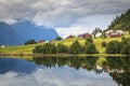 Nordic village in Norwegian fjord Royalty Free Stock Photo