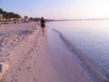 Nordic walker at the beach Royalty Free Stock Photo