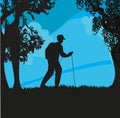 Nordic walking - active man exercising outdoor Royalty Free Stock Photo