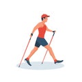 Nordic Walking data. Sports activities for a healthy lifestyle. Young man.