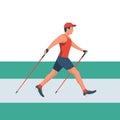 Nordic Walking data. Sports activities for a healthy lifestyle. Young man.