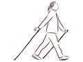 Nordic walking, figures of people walking with sticks