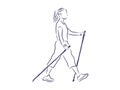 Nordic walking, figures of people walking with sticks