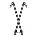 Nordic walking sticks icon. Tourist and hiking equipment. Hiking, rock climbing, mountaineering. Royalty Free Stock Photo