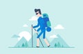 Nordic walking tour - modern flat design style illustration