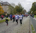 Nordic walking Women with smiles Sport holiday, marathon in Germany, Magdeburg, oktober 2015 Royalty Free Stock Photo