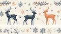 Nordic winter decor showcasing deer and intricate snowflake patterns in a festive display Royalty Free Stock Photo