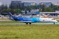 Nordica Bombardier CRJ-900 airplane Warsaw Warszawa airport in Poland