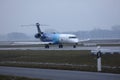 Nordica LOT Airline plane taxiing in Munich Airport, MUC, snow