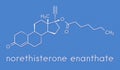 Norethisterone enanthate norethindrone aenanthate injectable contraceptive drug molecule. Skeletal formula.