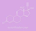 Norethisterone norethindrone progestogen hormone drug. Used in contraceptive pills and for a number of other indications..