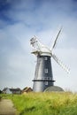 Norfolk Broads black and white windmill Royalty Free Stock Photo