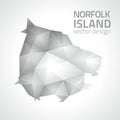 Norfolk Island 3d polygonal mosaic grey and silver vector map