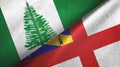 Norfolk Island and Herm two flags textile cloth, fabric texture Royalty Free Stock Photo