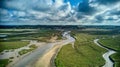Norfolk River Glaven aerial view Royalty Free Stock Photo