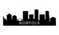 Norfolk skyline silhouette. Royalty Free Stock Photo