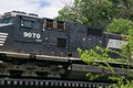 Norfolk and Southern Engines 9070 Crossing a Trestle Royalty Free Stock Photo
